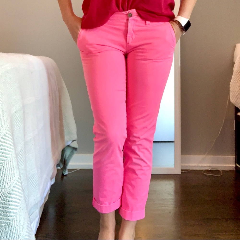 GAP neon hot pink distressed khakis 00